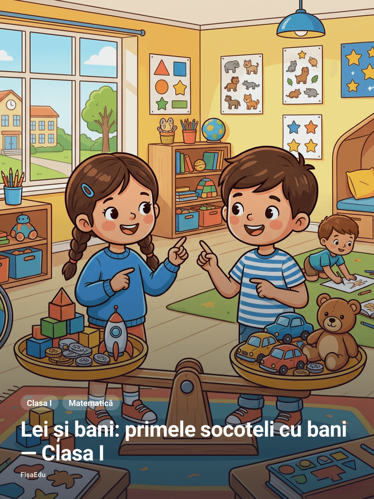 Lei și bani: primele socoteli cu bani — Clasa I