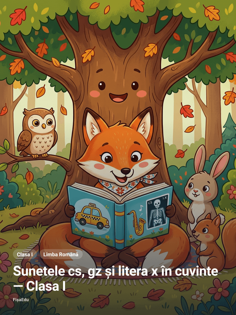 Sunetele cs, gz și litera x în cuvinte — Clasa I