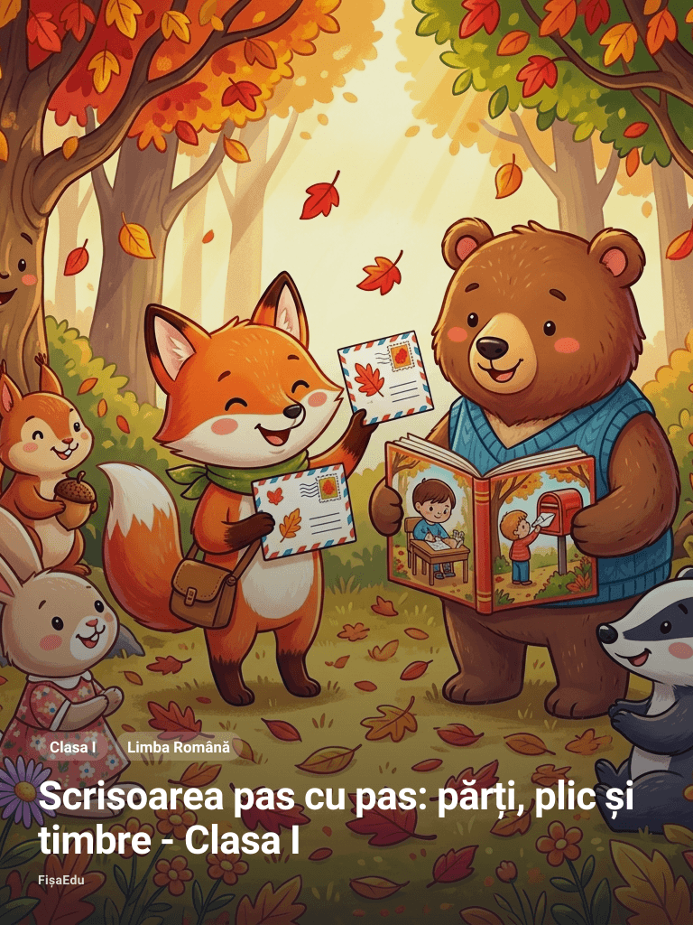 Scrisoarea pas cu pas: părți, plic și timbre - Clasa I