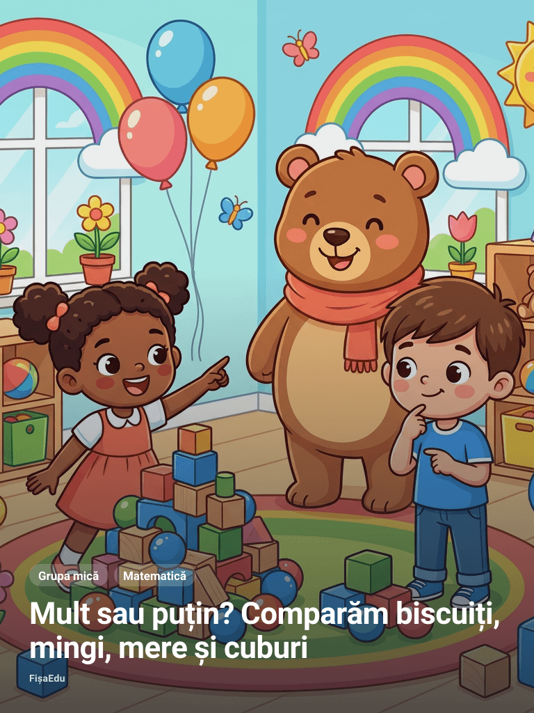 Mult sau puțin? Comparăm biscuiți, mingi, mere și cuburi