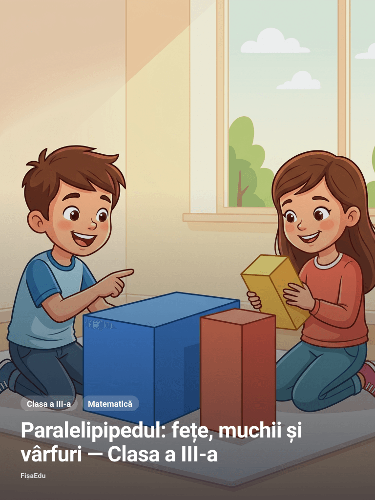 Paralelipipedul: fețe, muchii și vârfuri — Clasa a III-a