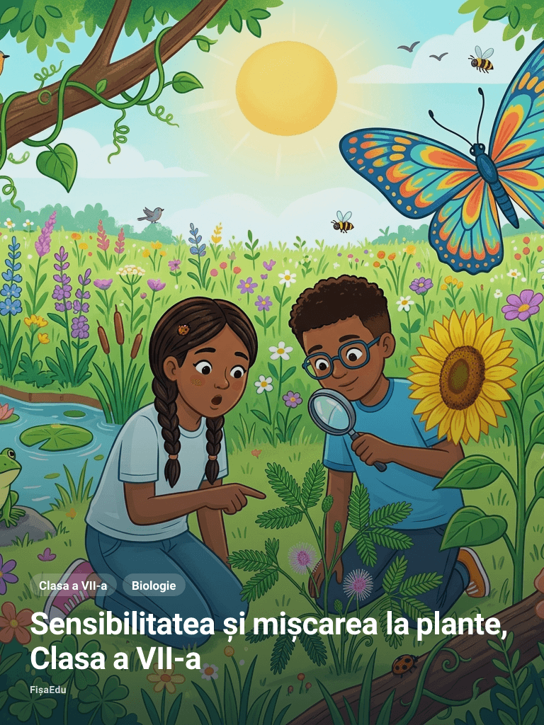 Fișă — Sensibilitatea și mișcarea la plante, Clasa a VII-a