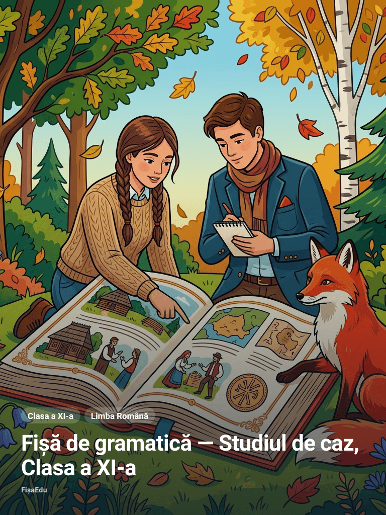 Fișă de gramatică — Studiul de caz, Clasa a XI-a