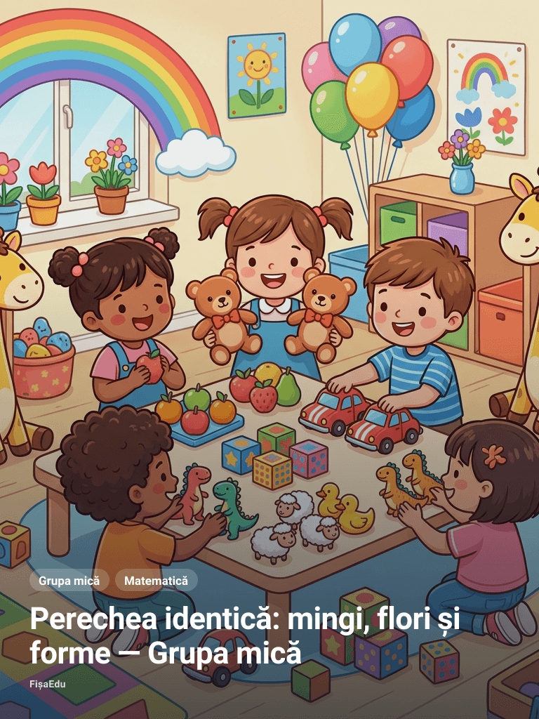 Perechea identică: mingi, flori și forme — Grupa mică