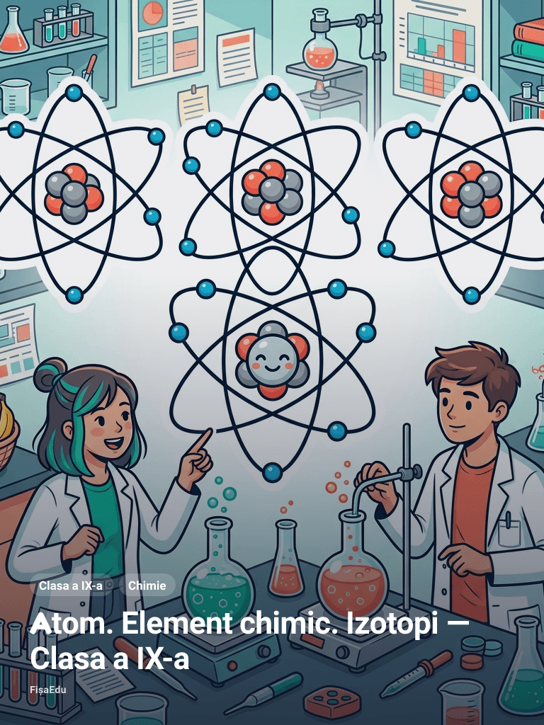 Fișă — Atom. Element chimic. Izotopi — Clasa a IX-a