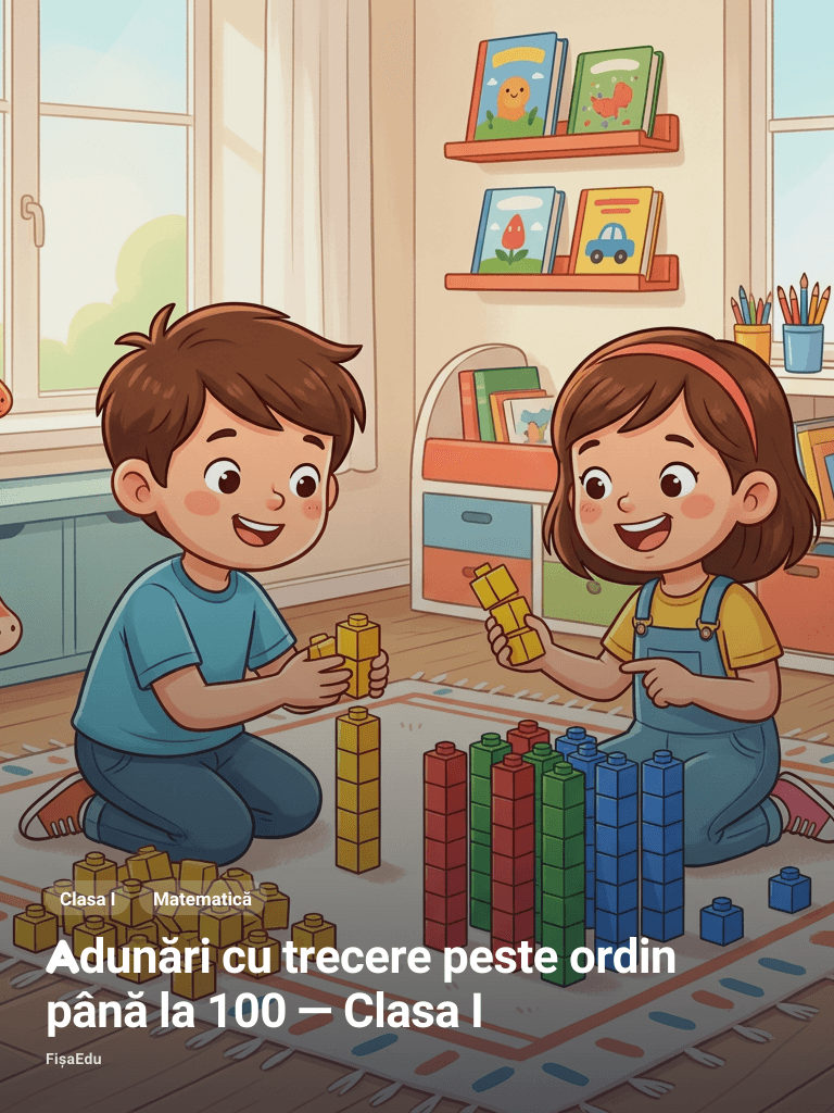 Adunări cu trecere peste ordin până la 100 — Clasa I