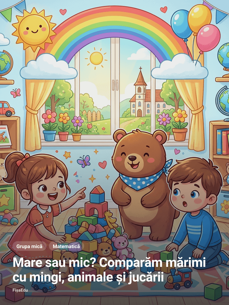 Mare sau mic? Comparăm mărimi cu mingi, animale și jucării