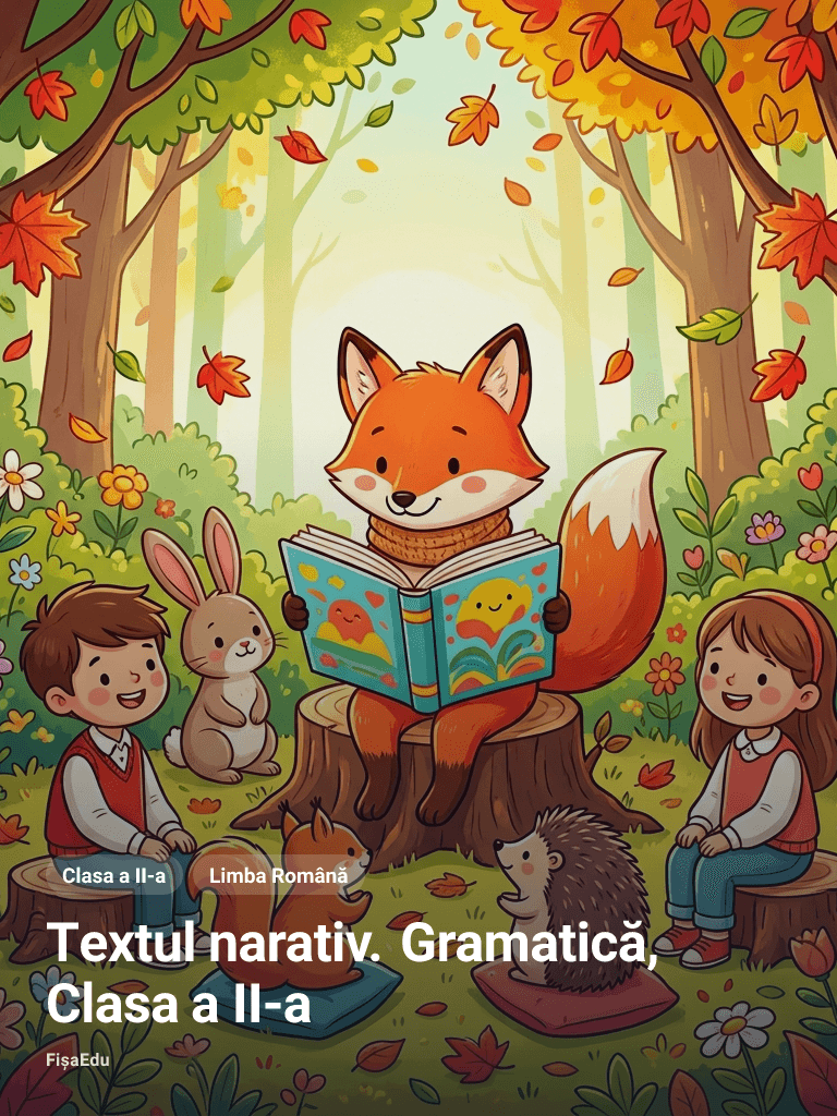 Fișă — Textul narativ. Gramatică, Clasa a II-a