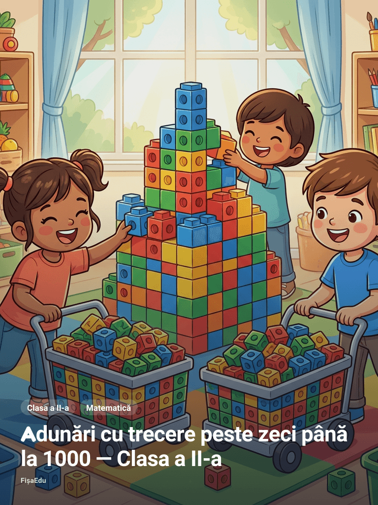 Adunări cu trecere peste zeci până la 1000 — Clasa a II-a