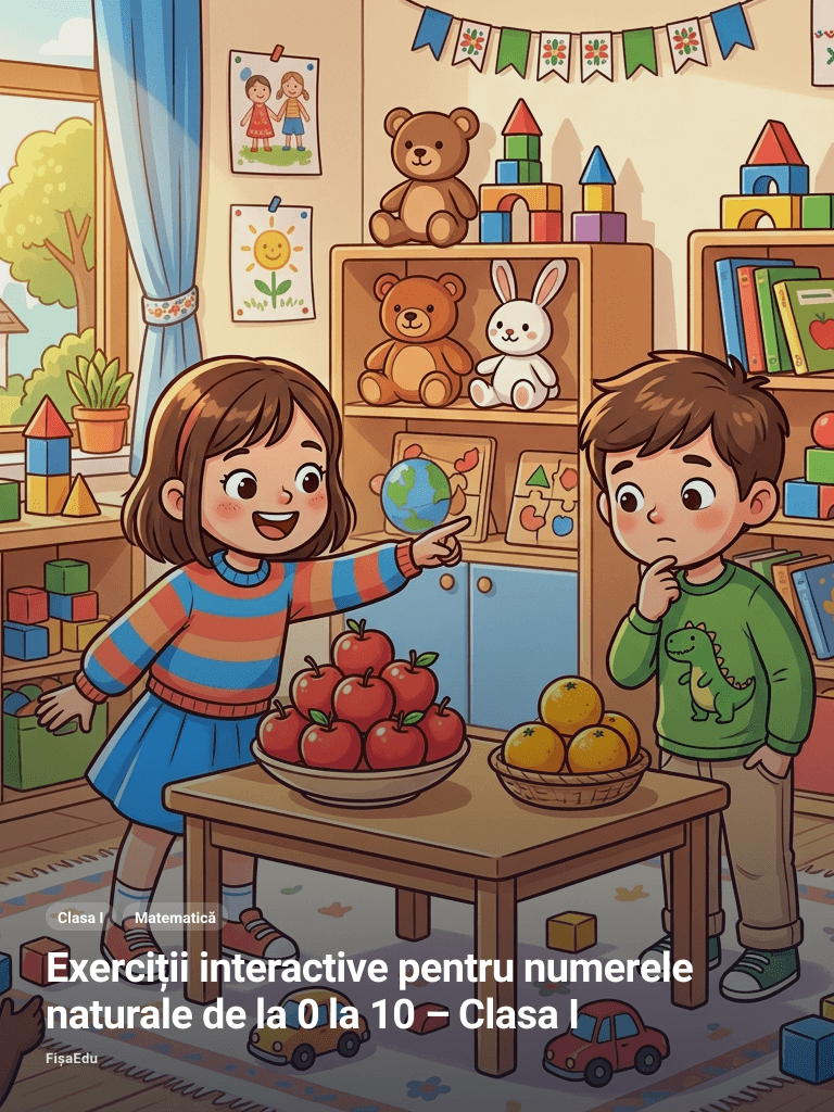 Exerciții interactive pentru numerele naturale de la 0 la 10 – Clasa I