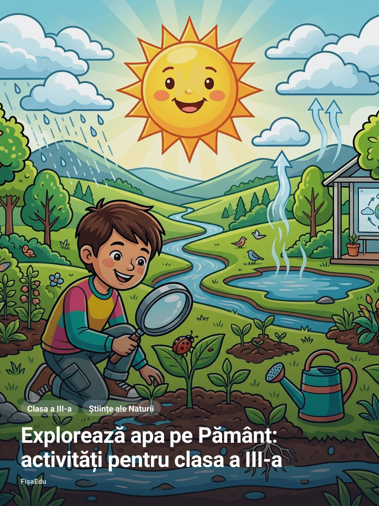 Explorează apa pe Pământ: activități pentru clasa a III-a