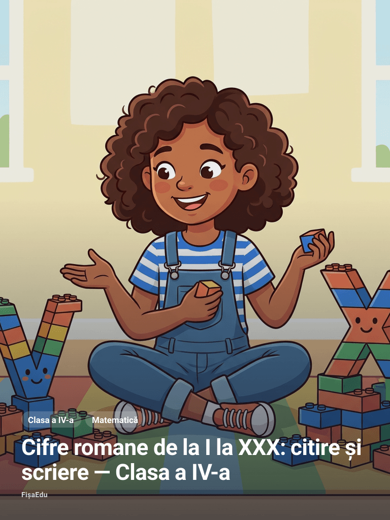 Cifre romane de la I la XXX: citire și scriere — Clasa a IV-a