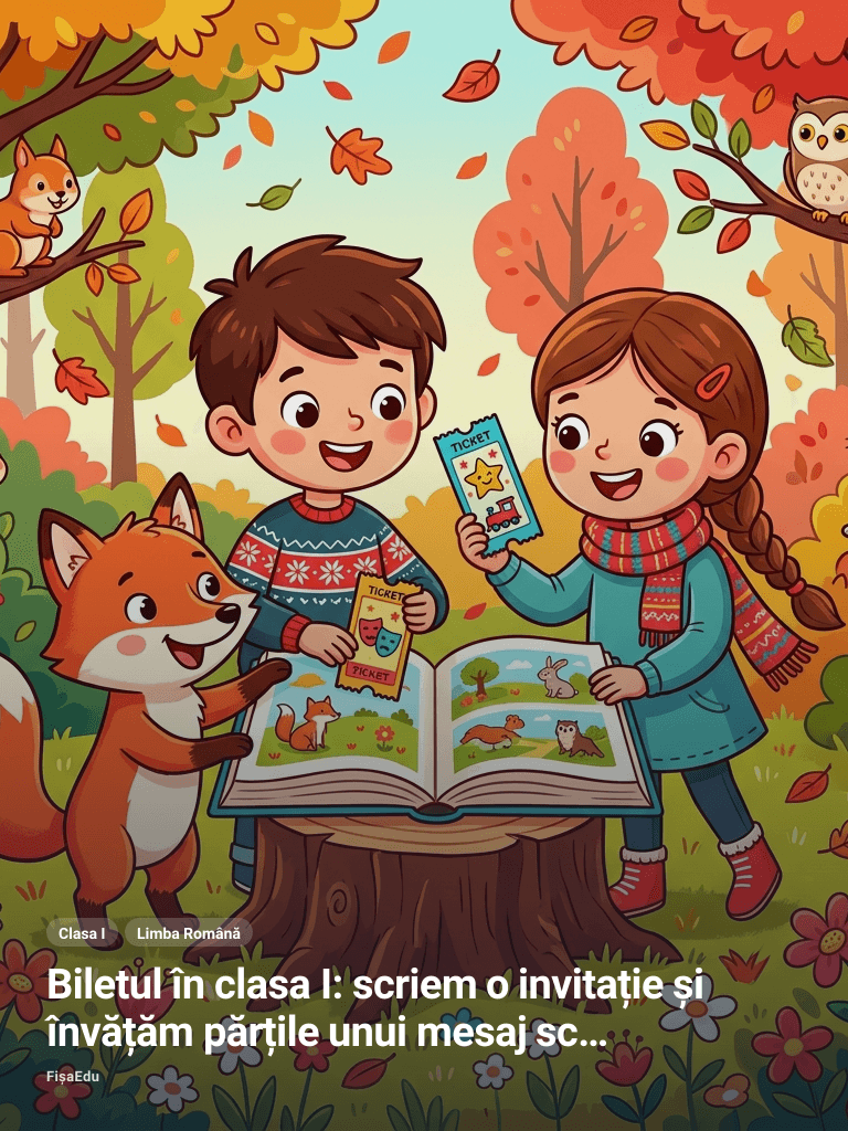 Biletul în clasa I: scriem o invitație și învățăm părțile unui mesaj scurt