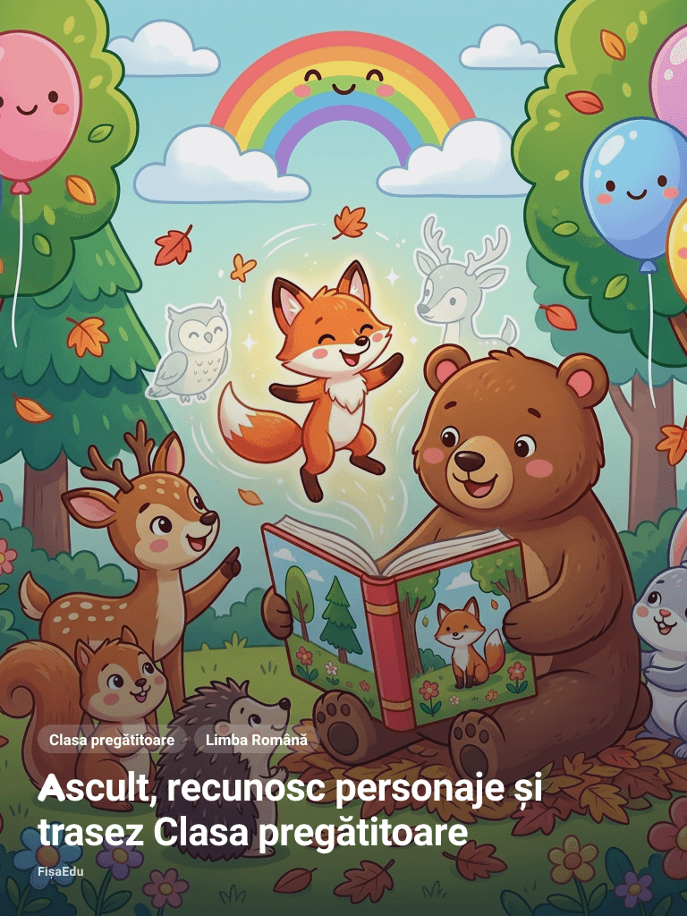 Fișă — Ascult, recunosc personaje și trasez Clasa pregătitoare
