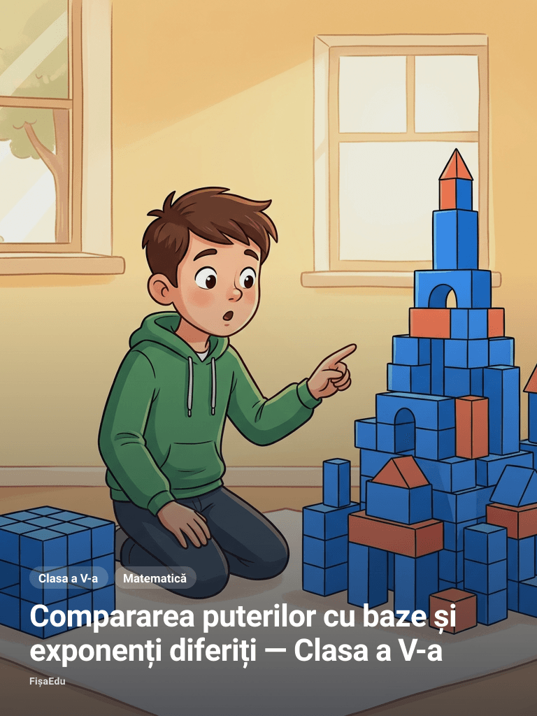 Compararea puterilor cu baze și exponenți diferiți — Clasa a V-a