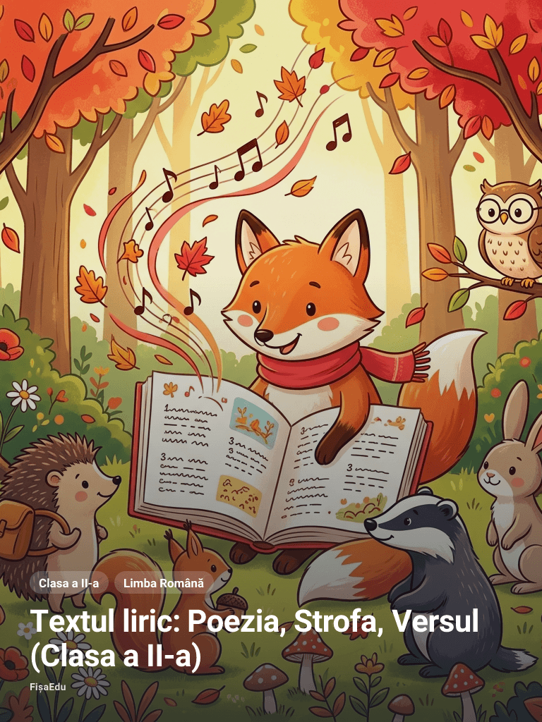 Fișă — Textul liric: Poezia, Strofa, Versul (Clasa a II-a)