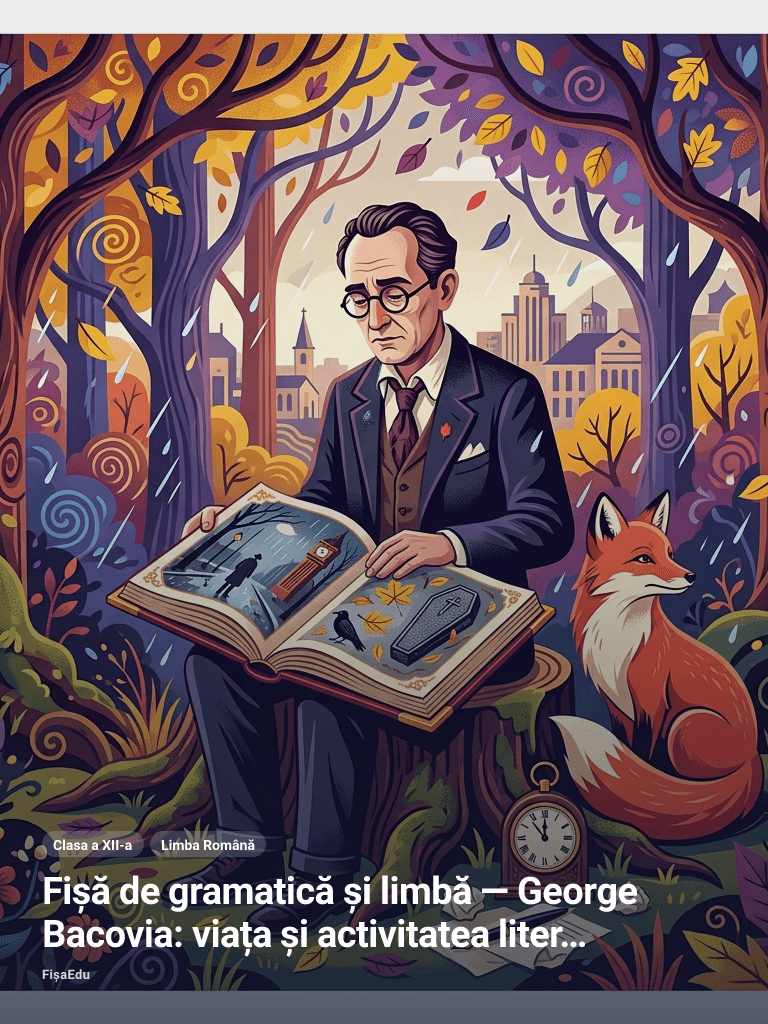 Fișă de gramatică și limbă — George Bacovia: viața și activitatea literară (Clasa a XII-a)