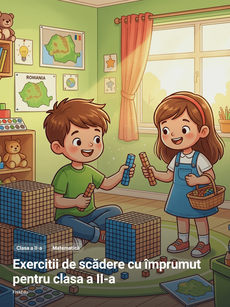Exercitii de scădere cu împrumut pentru clasa a II-a