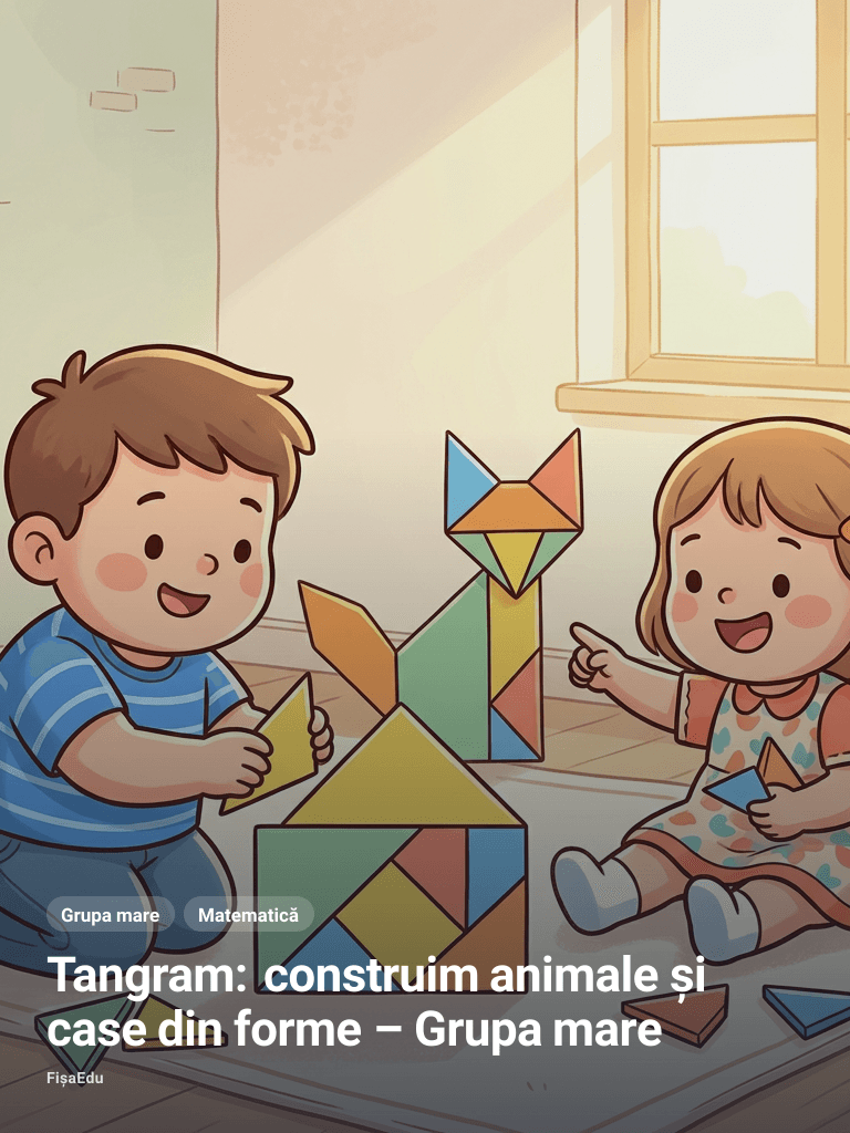 Tangram: construim animale și case din forme – Grupa mare