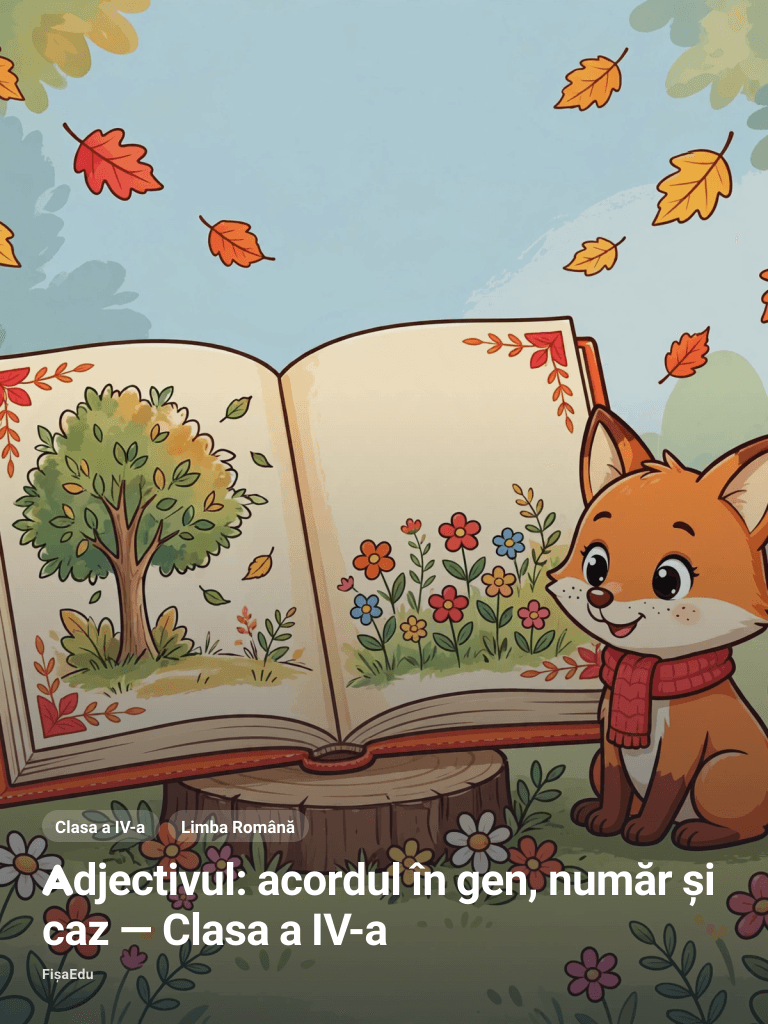Adjectivul: acordul în gen, număr și caz — Clasa a IV-a