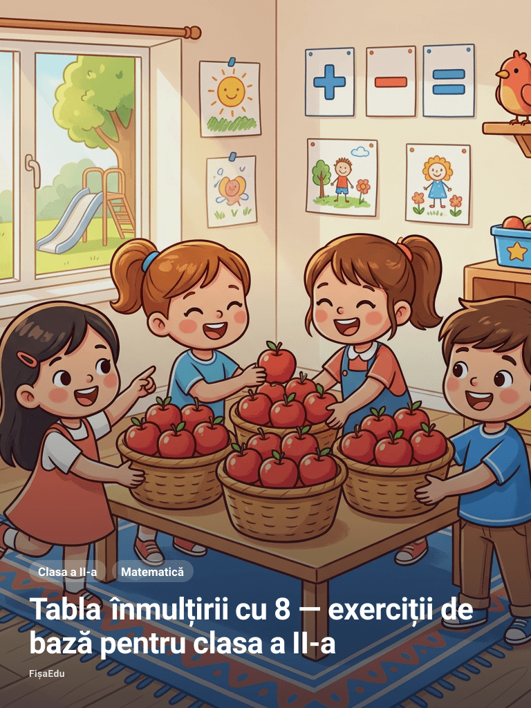 Tabla înmulțirii cu 8 — exerciții de bază pentru clasa a II-a