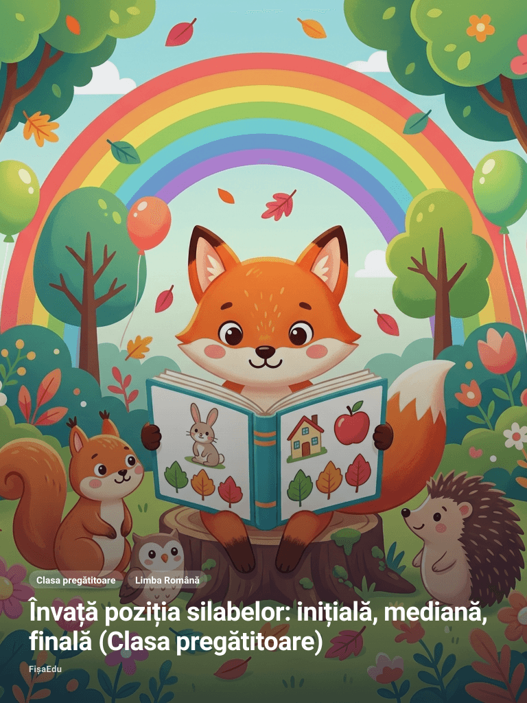 Învață poziția silabelor: inițială, mediană, finală (Clasa pregătitoare)
