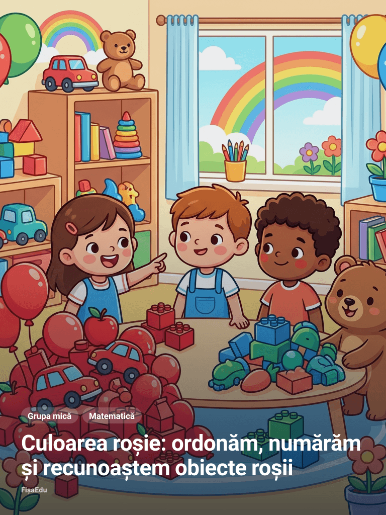 Culoarea roșie: ordonăm, numărăm și recunoaștem obiecte roșii