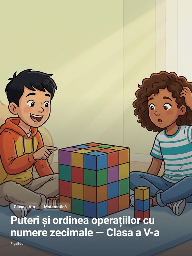 Puteri și ordinea operațiilor cu numere zecimale — Clasa a V-a