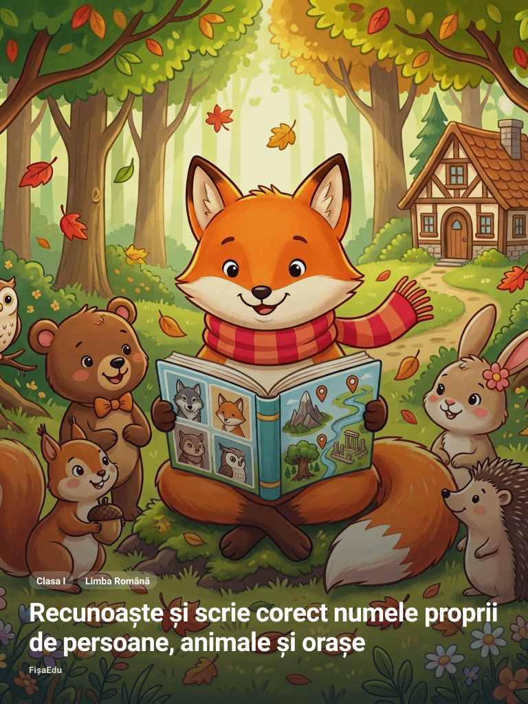 Recunoaște și scrie corect numele proprii de persoane, animale și orașe