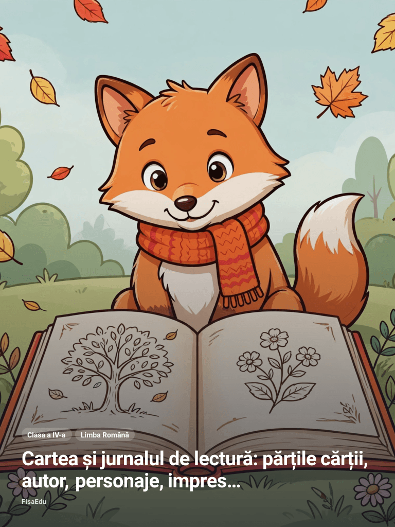 Cartea și jurnalul de lectură: părțile cărții, autor, personaje, impresii — Clasa a IV-a