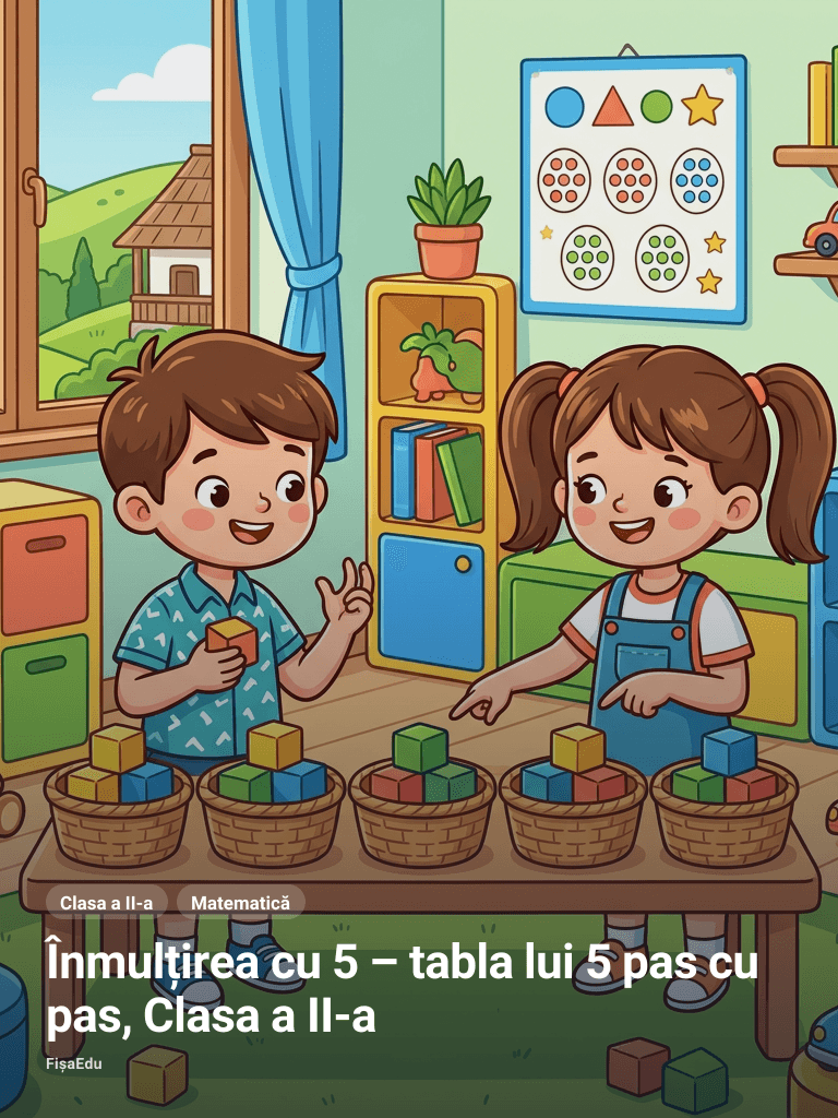Înmulțirea cu 5 – tabla lui 5 pas cu pas, Clasa a II-a