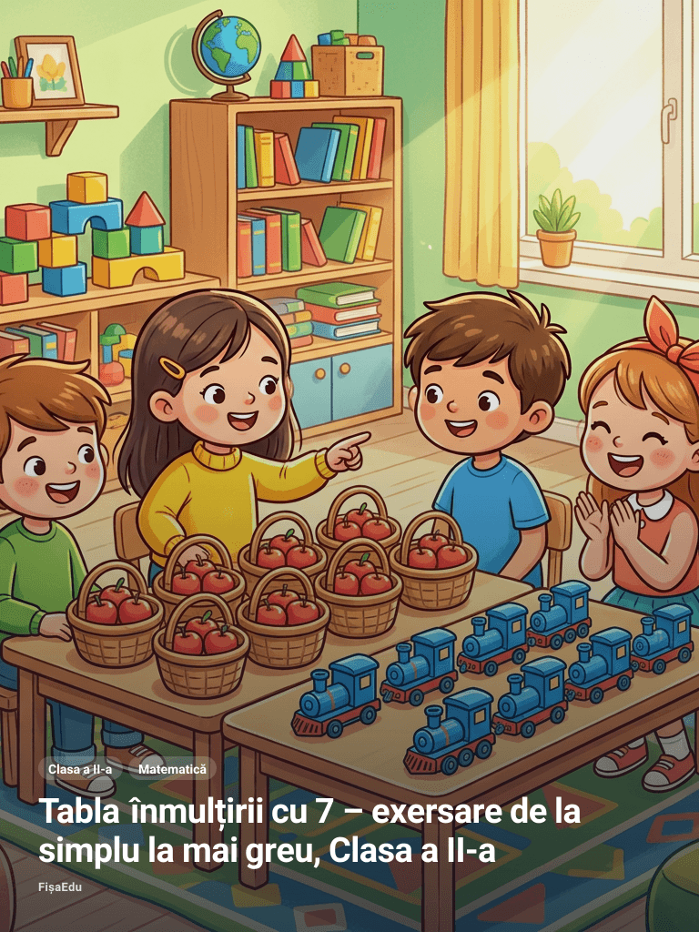 Tabla înmulțirii cu 7 – exersare de la simplu la mai greu, Clasa a II-a
