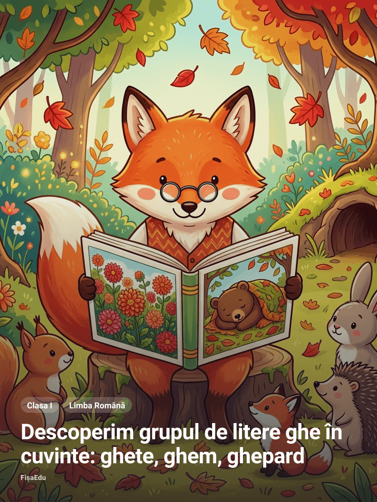 Descoperim grupul de litere ghe în cuvinte: ghete, ghem, ghepard