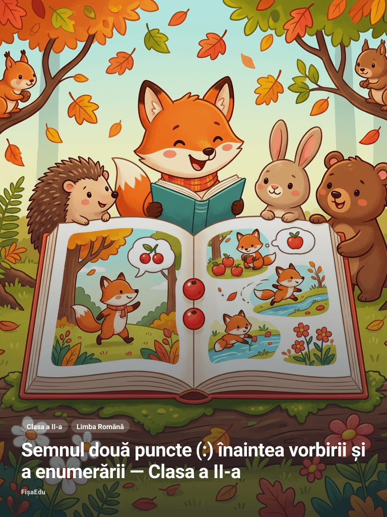 Semnul două puncte (:) înaintea vorbirii și a enumerării — Clasa a II-a