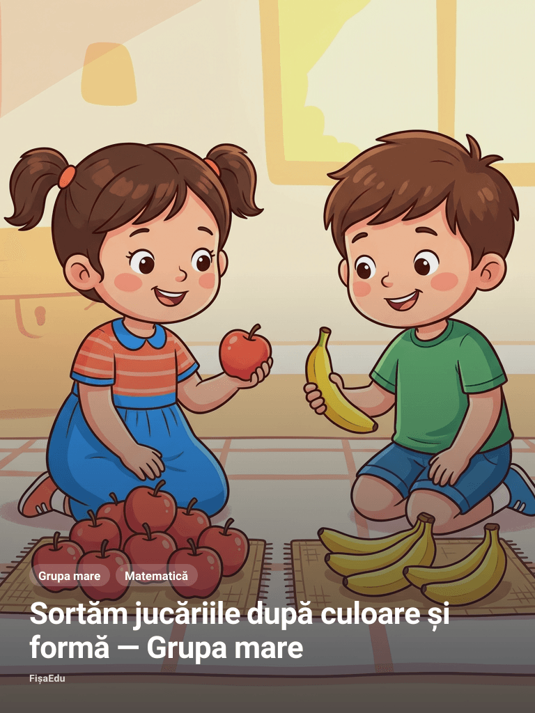 Sortăm jucăriile după culoare și formă — Grupa mare