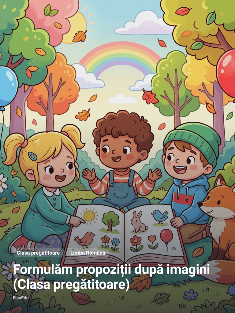 Fișă — Formulăm propoziții după imagini (Clasa pregătitoare)
