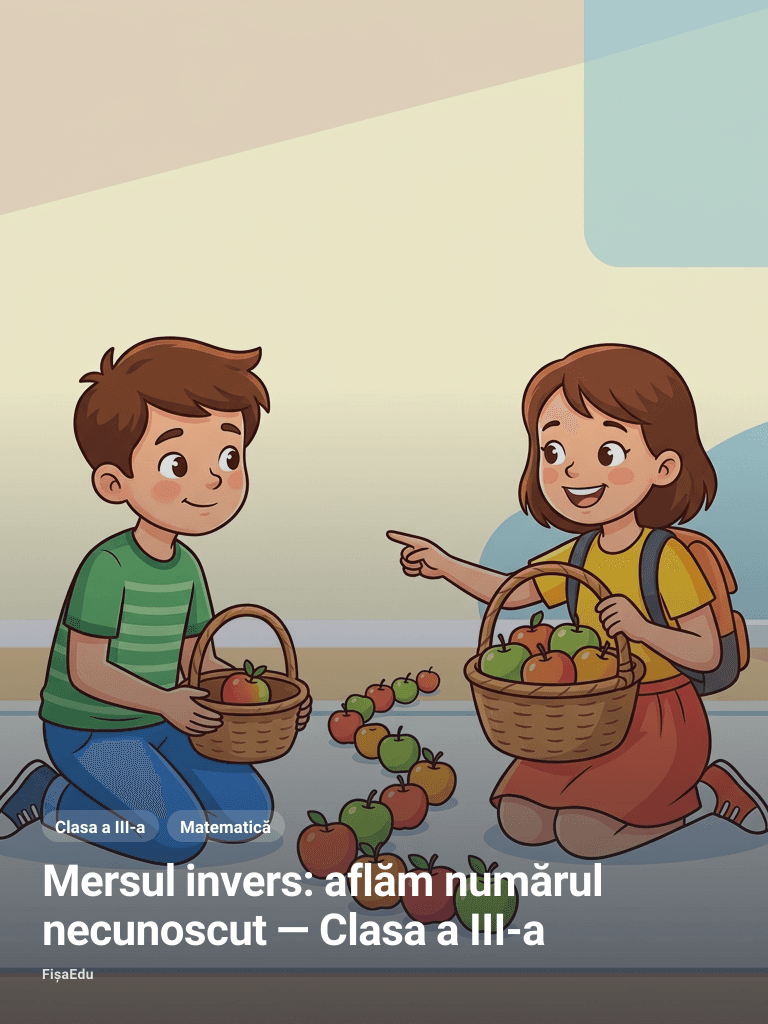 Mersul invers: aflăm numărul necunoscut — Clasa a III-a