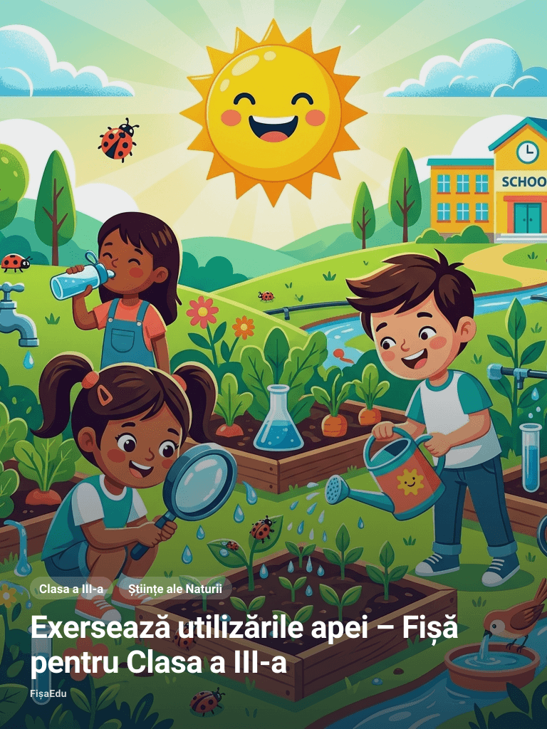 Exersează utilizările apei – Fișă pentru Clasa a III-a