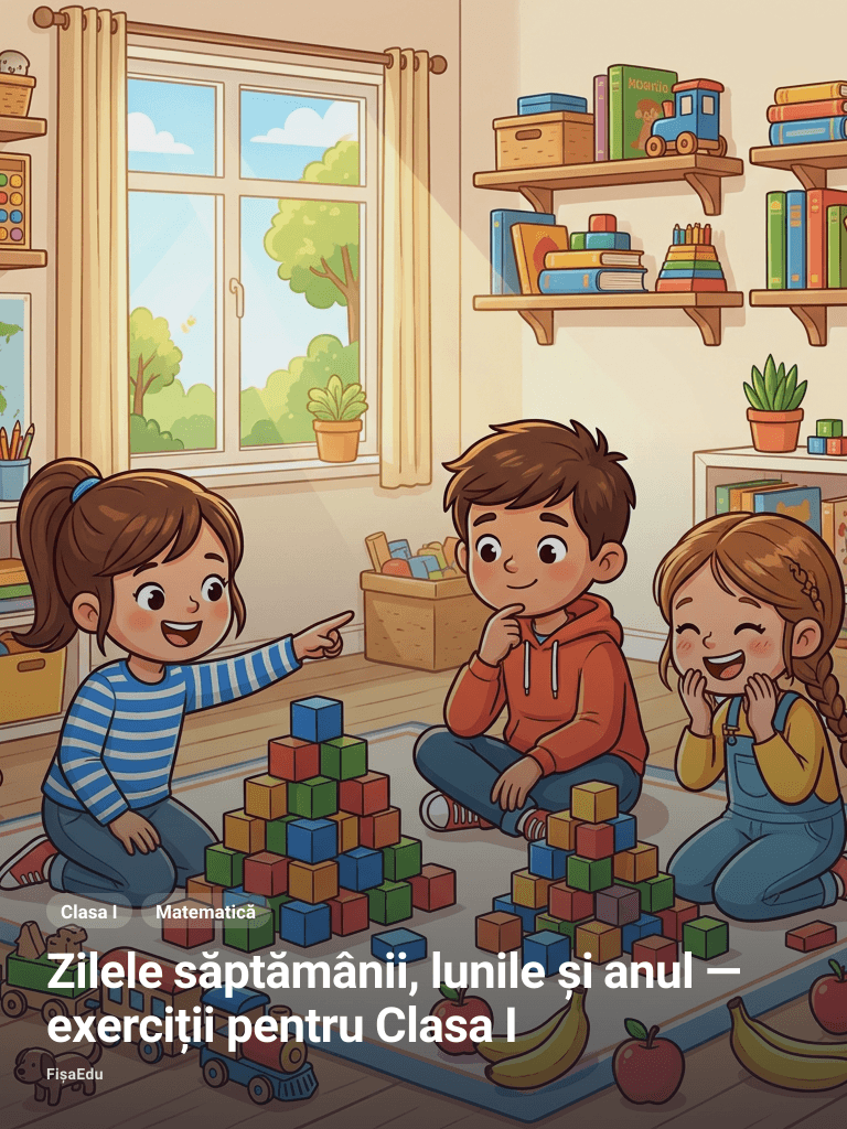 Zilele săptămânii, lunile și anul — exerciții pentru Clasa I