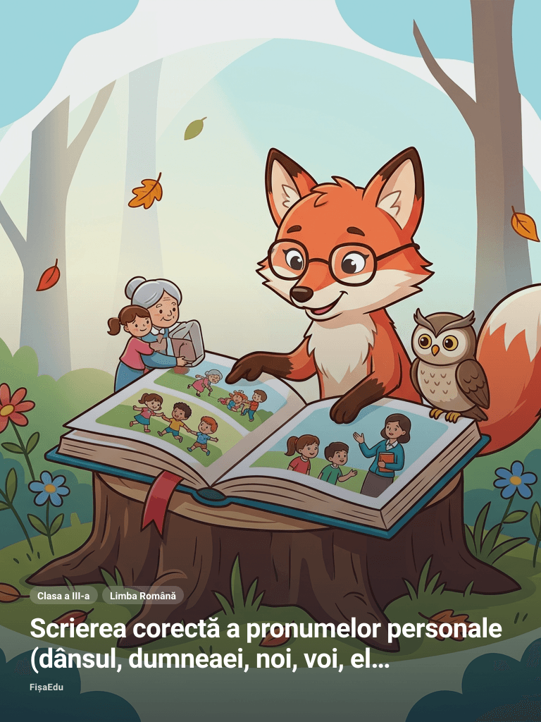 Scrierea corectă a pronumelor personale (dânsul, dumneaei, noi, voi, el, ea) — Clasa a III-a