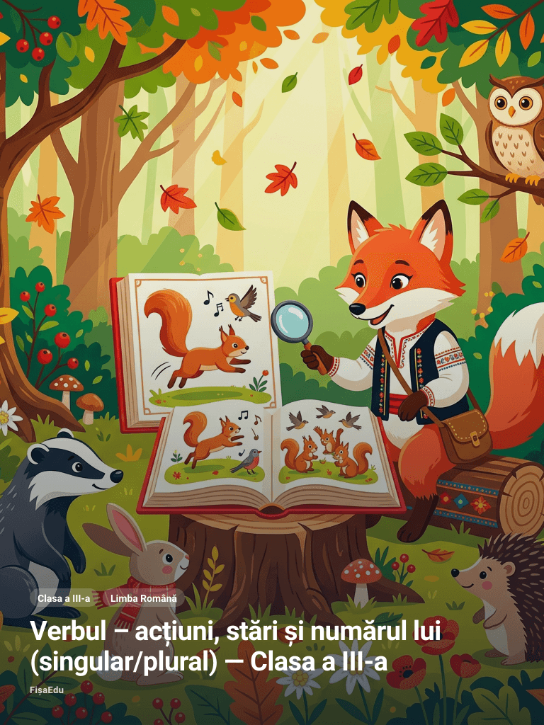 Verbul – acțiuni, stări și numărul lui (singular/plural) — Clasa a III-a