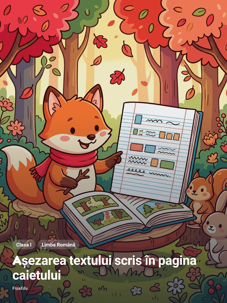 Fișă de lucru — Așezarea textului scris în pagina caietului