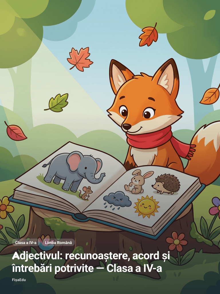 Adjectivul: recunoaștere, acord și întrebări potrivite — Clasa a IV-a