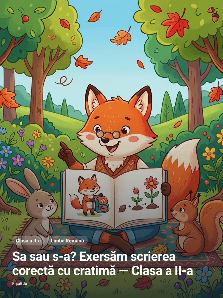 Sa sau s-a? Exersăm scrierea corectă cu cratimă — Clasa a II-a