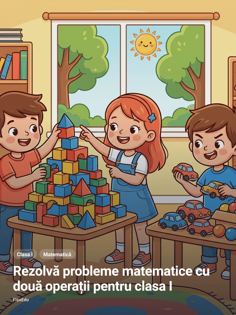 Rezolvă probleme matematice cu două operații pentru clasa I