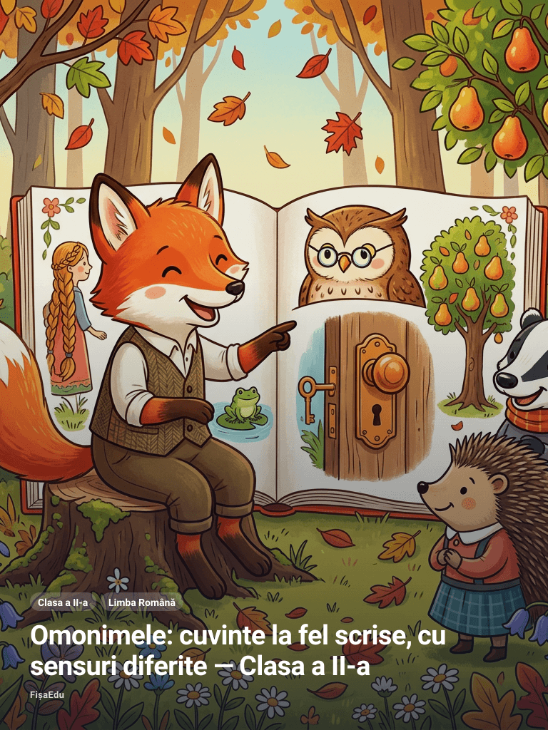 Omonimele: cuvinte la fel scrise, cu sensuri diferite — Clasa a II-a
