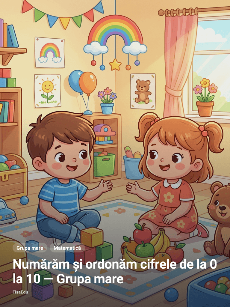 Numărăm și ordonăm cifrele de la 0 la 10 — Grupa mare