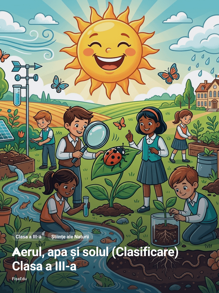 Fișă — Aerul, apa și solul (Clasificare) Clasa a III-a