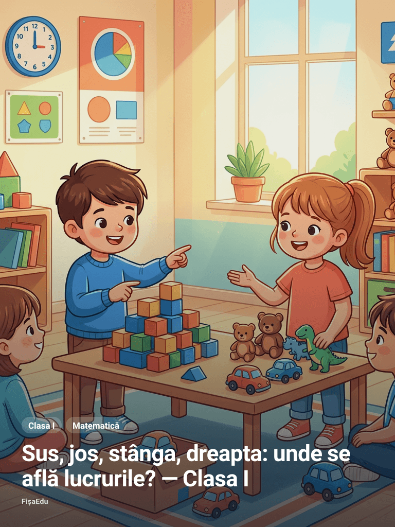 Sus, jos, stânga, dreapta: unde se află lucrurile? — Clasa I