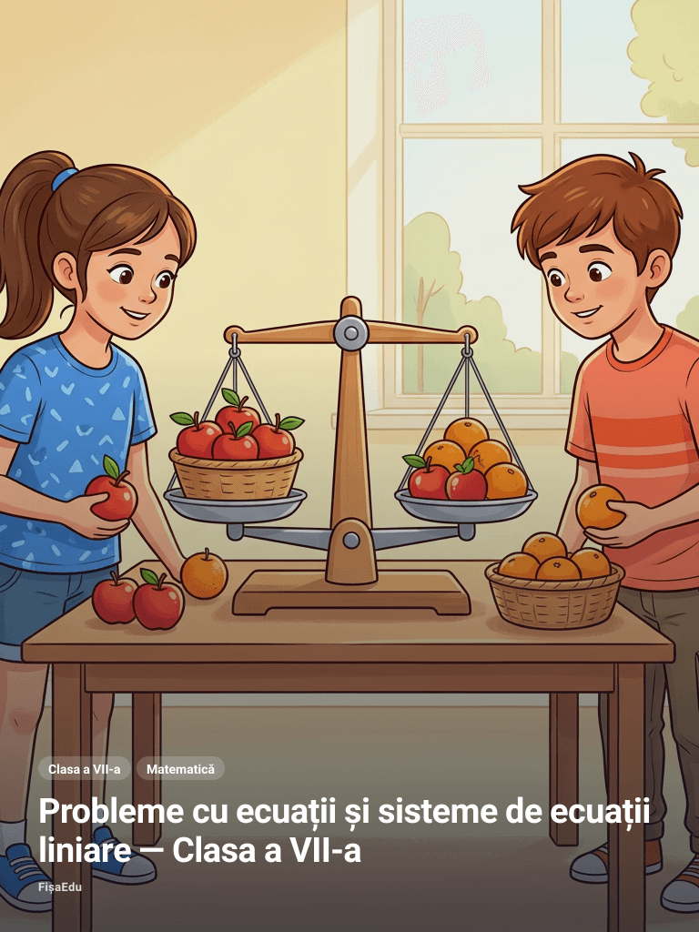Probleme cu ecuații și sisteme de ecuații liniare — Clasa a VII-a